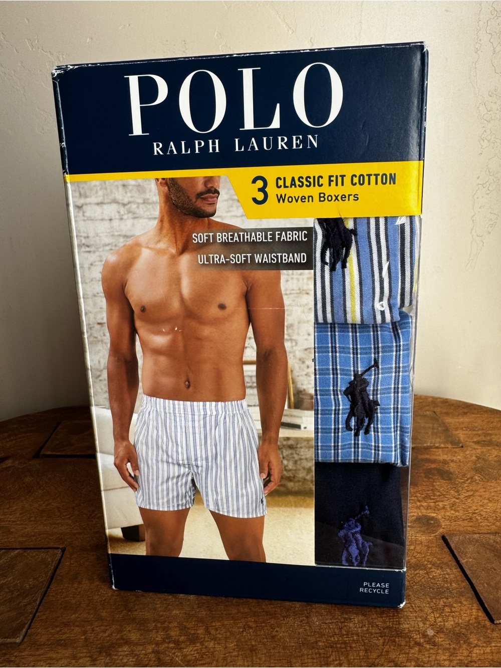 Polo by Ralph Lauren Blue Striped & Plaid 3-Pack Classic Fit Cotton Boxers